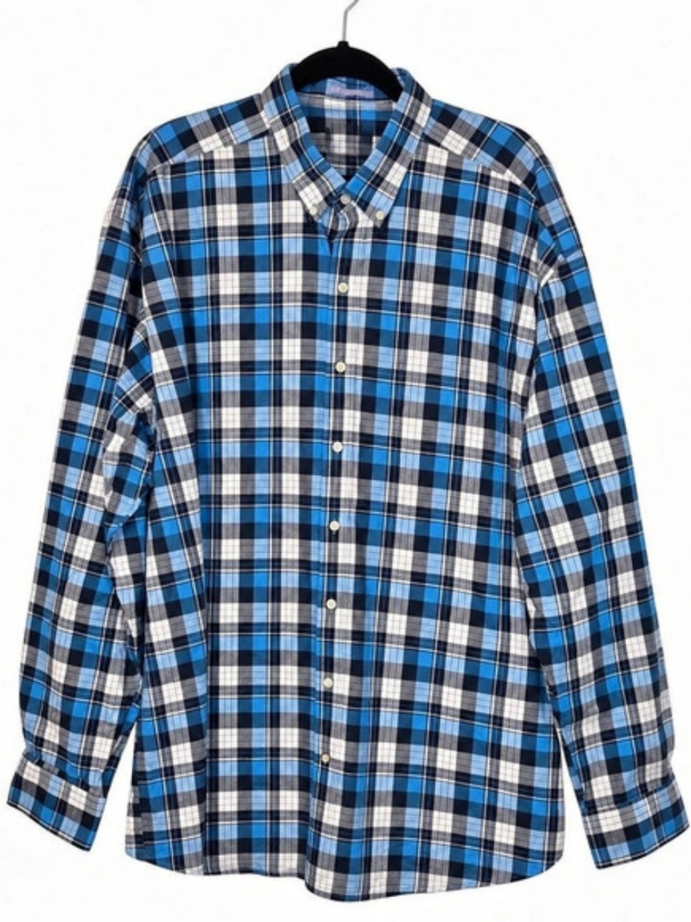 Cutter & Buck Men's Blue Plaid Button Down Size 3XT Like New